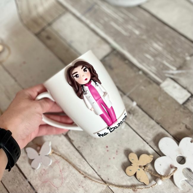 Cana decorata cu fimo “Super Doctor” (Savelives) - imagine 7