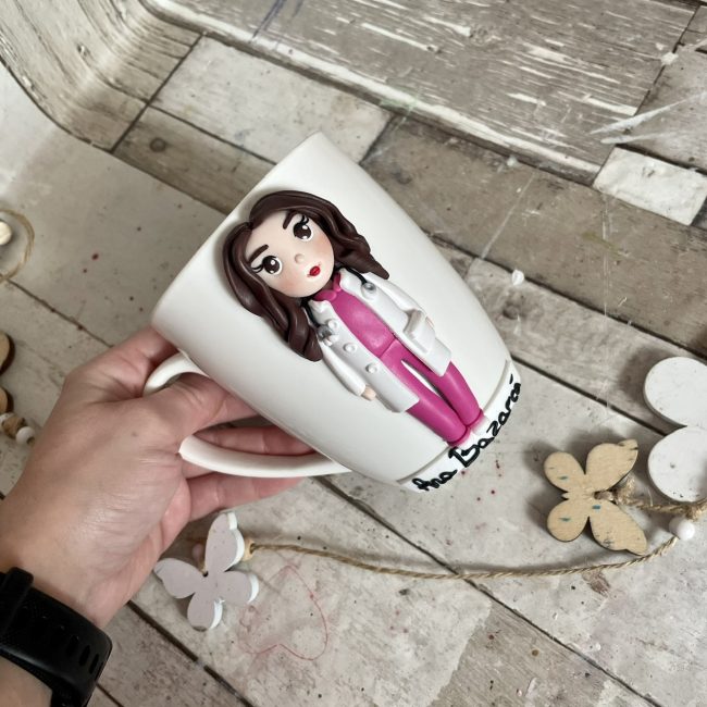 Cana decorata cu fimo “Super Doctor” (Savelives) - imagine 8