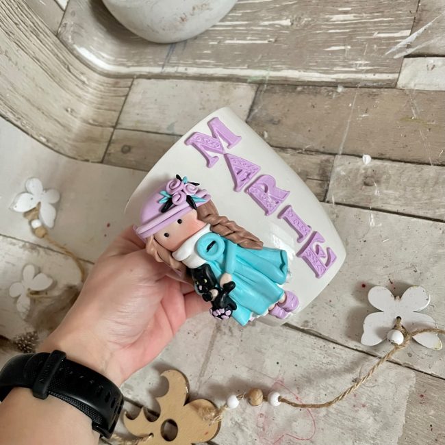Cana decorata cu fimo”BabyBlue” - imagine 7