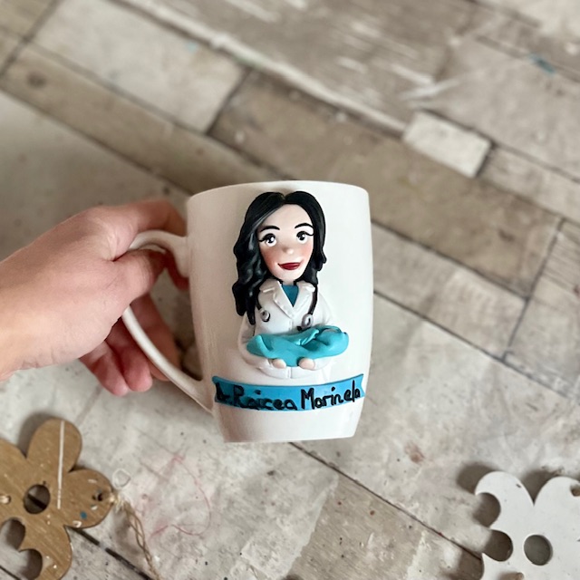 Cana decorata cu fimo “Super Doctor” (Ginecologie) (Bust)