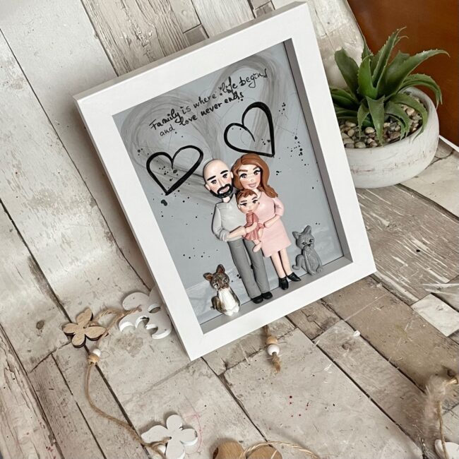 Shadow box fimo“Tablou de familie”(Hearts) - imagine 3
