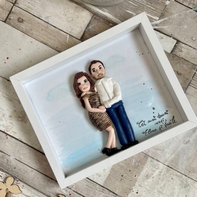 Shadow box fimo“Tablou de family”(Cuplu) - imagine 5