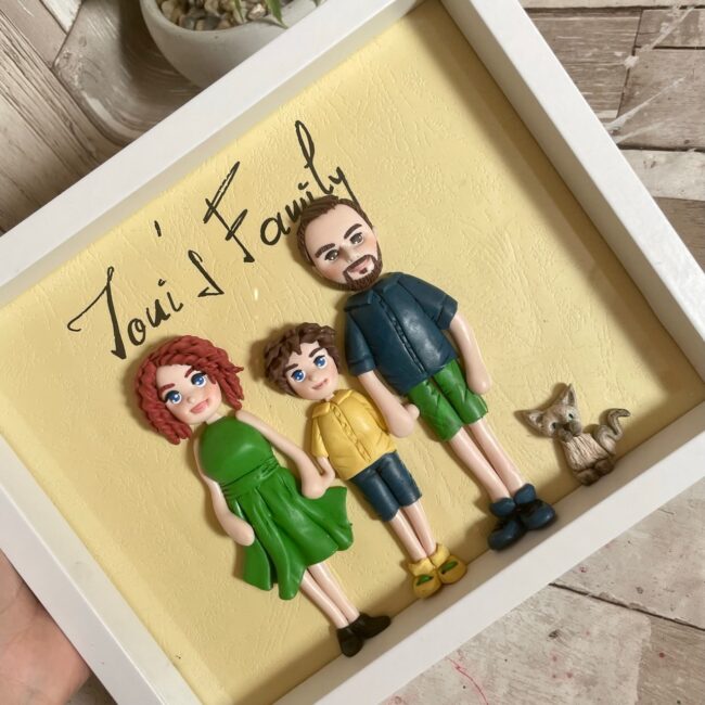 Shadow box fimo“Tablou de family”(3)(Pets) - imagine 4