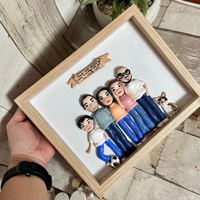 Shadow box fimo“Tablou de familie”(5)(Pets)