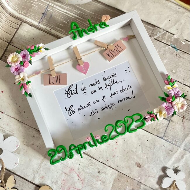 Rama foto personalizata pentru nou nascuti -Baieti (Flowers) - imagine 5