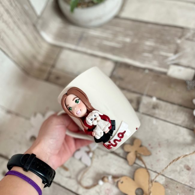 Cana decorata cu fimo “Love my Dog” (2) - imagine 2