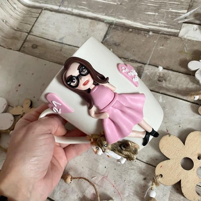 Cana decorata cu fimo “Cat Lover”(2) - imagine 3