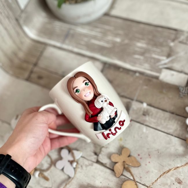 Cana decorata cu fimo “Love my Dog” (2)
