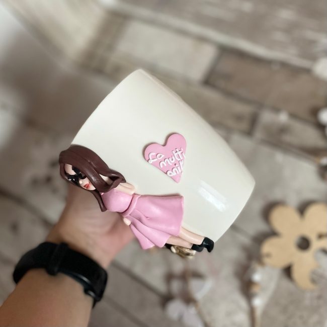 Cana decorata cu fimo “Cat Lover”(2) - imagine 2