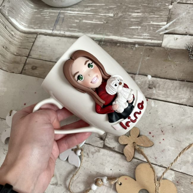 Cana decorata cu fimo “Love my Dog” (2) - imagine 3