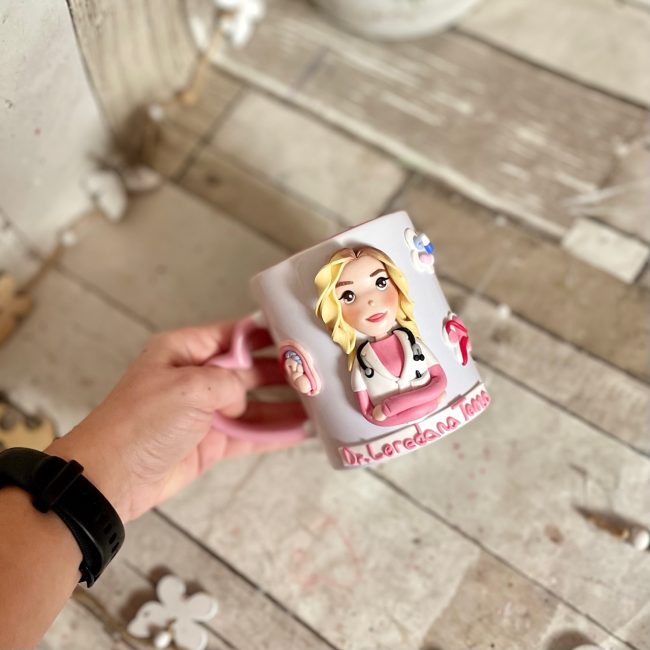 Cana decorata cu fimo “Super doctor”( Ginecologie)(4) - imagine 5