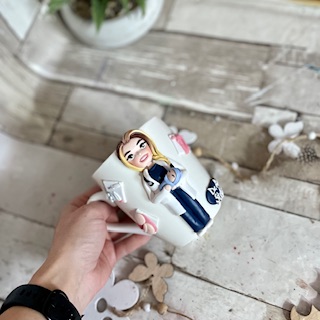Cana decorata cu fimo “Super Doctor” (Ginecologie)(6)