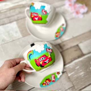 Set ceasca+farfurie fimo “Cars”