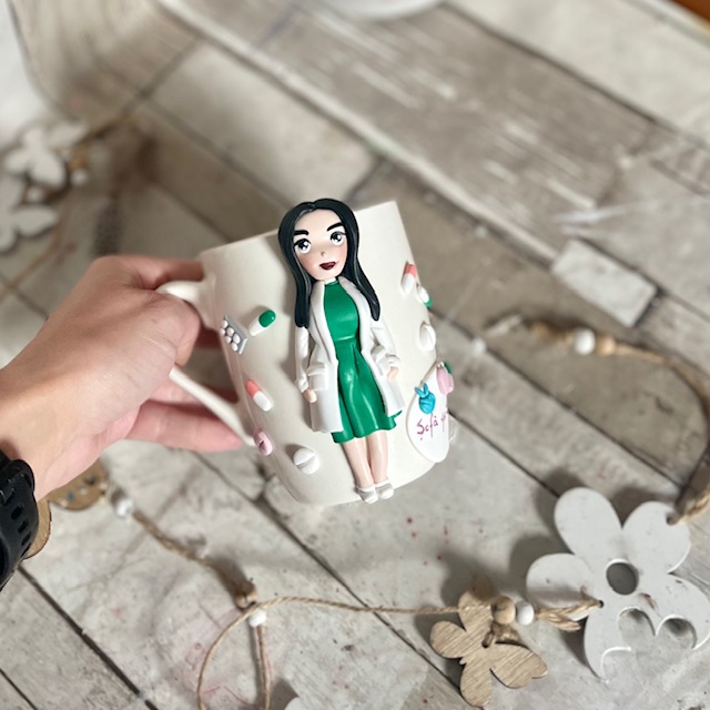 Cana decorata cu fimo “Super doctor”(10)