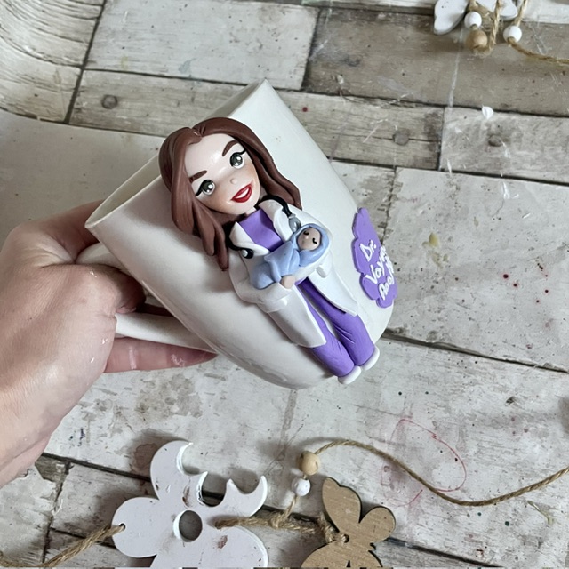 Cana decorata cu fimo “Super Doctor” (Ginecologie)(7)