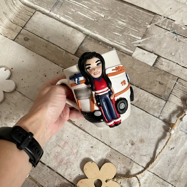 Cana decorata cu fimo”Smurd” (2)