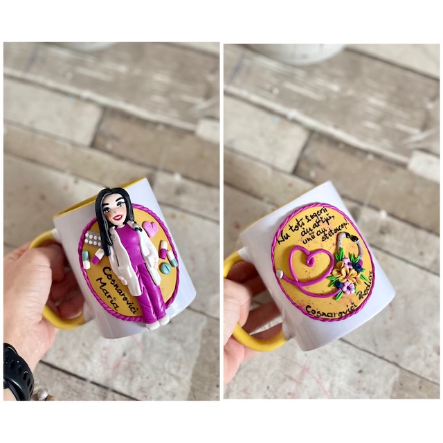 Cana decorata cu fimo “Super Doctor” (Colorful)
